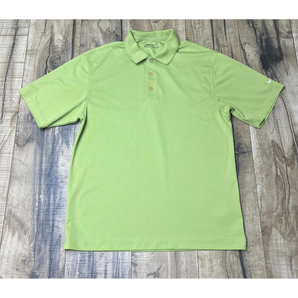 Nike Golf Fit Dry Performance Dri-Fit  Polo Medium Green Highlighter y2k.